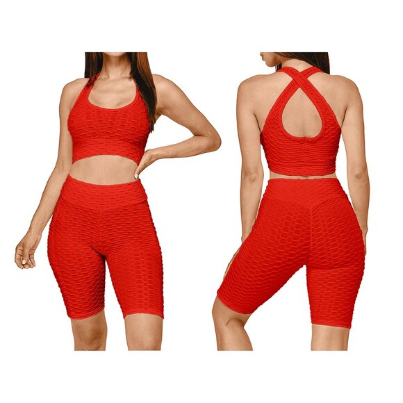 2-Piece Women's High Waisted Moisture-Wicking Anti Cellulite Activewear Yoga Set - Picture 6 of 11
